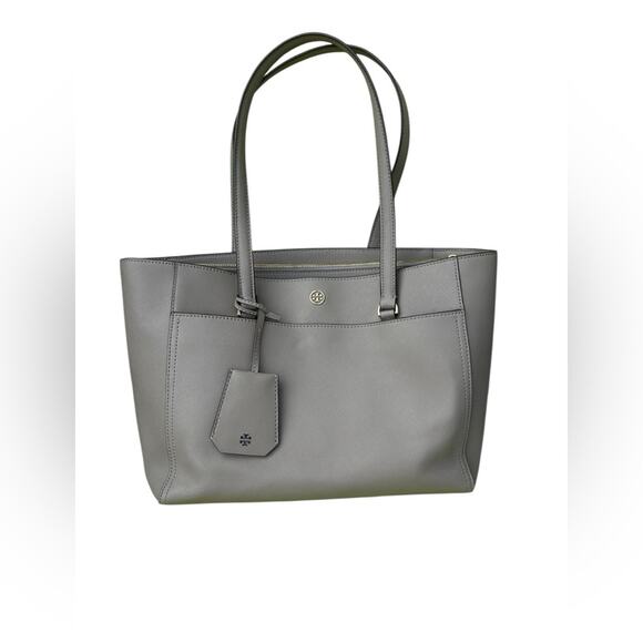 Tory Burch Handbags - Tory Burch Gray Leather Parker Tote Bag
